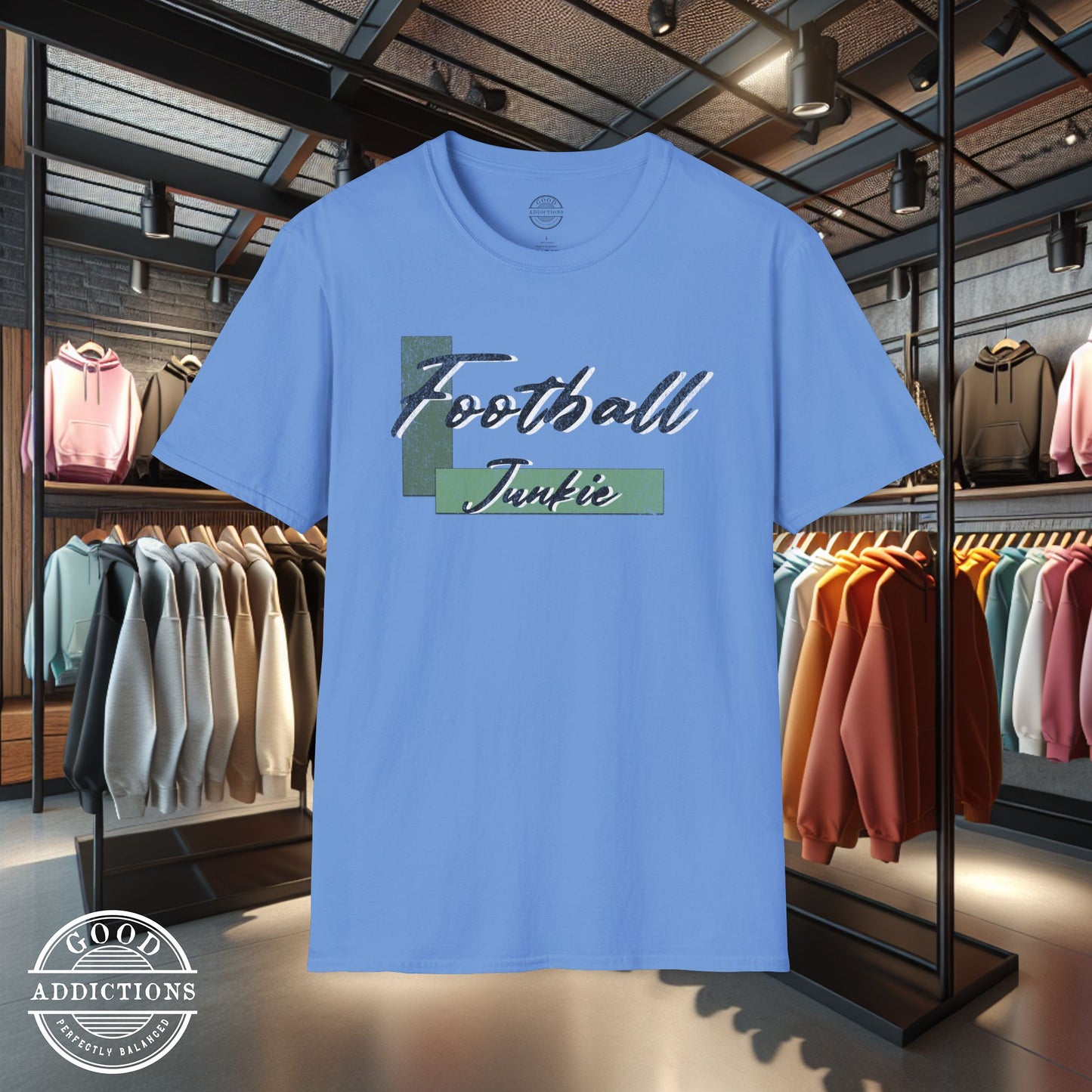 Football Junkie T-Shirt – Game Day Tee for Players, Fans, Coaches & Fantasy Football Addicts