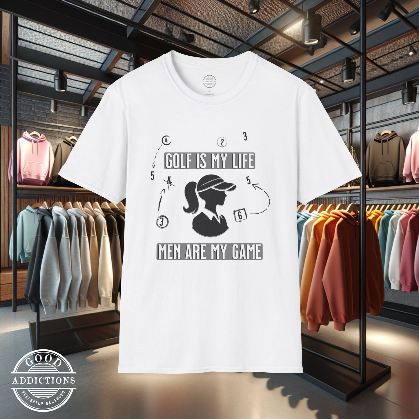 Funny Women’s Golf Shirt - “Golf Is My Life, Men Are My Game” - Golf Humor Tee - Lady Golfer Gift - Flirty Golf Shirt