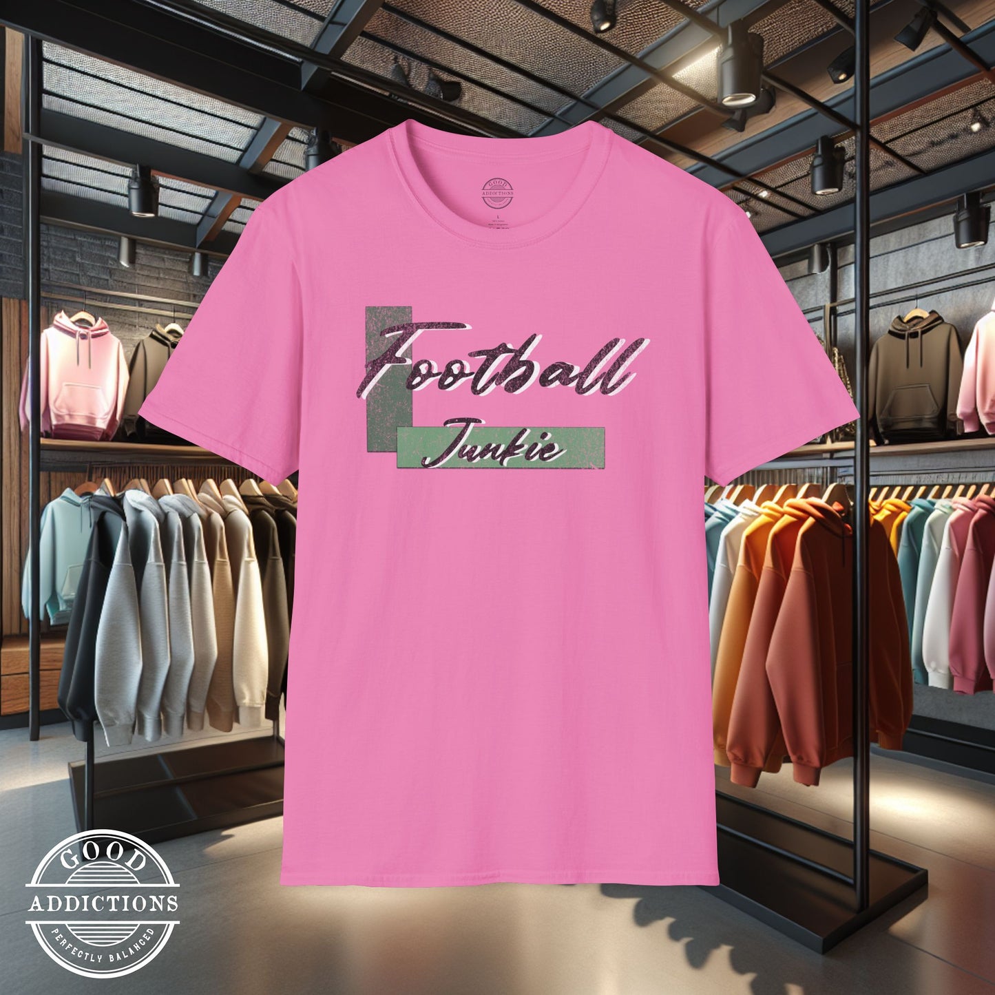 Football Junkie T-Shirt – Game Day Tee for Players, Fans, Coaches & Fantasy Football Addicts