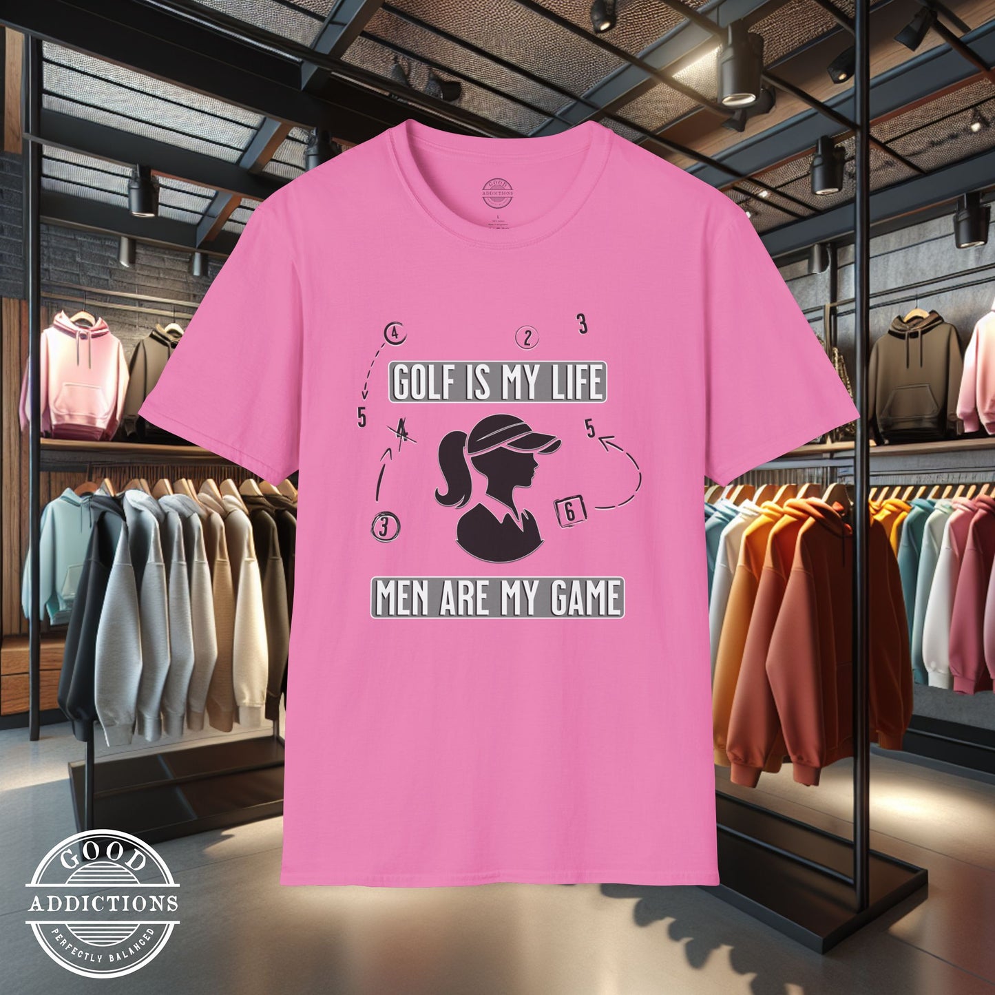 Funny Women’s Golf Shirt - “Golf Is My Life, Men Are My Game” - Golf Humor Tee - Lady Golfer Gift - Flirty Golf Shirt