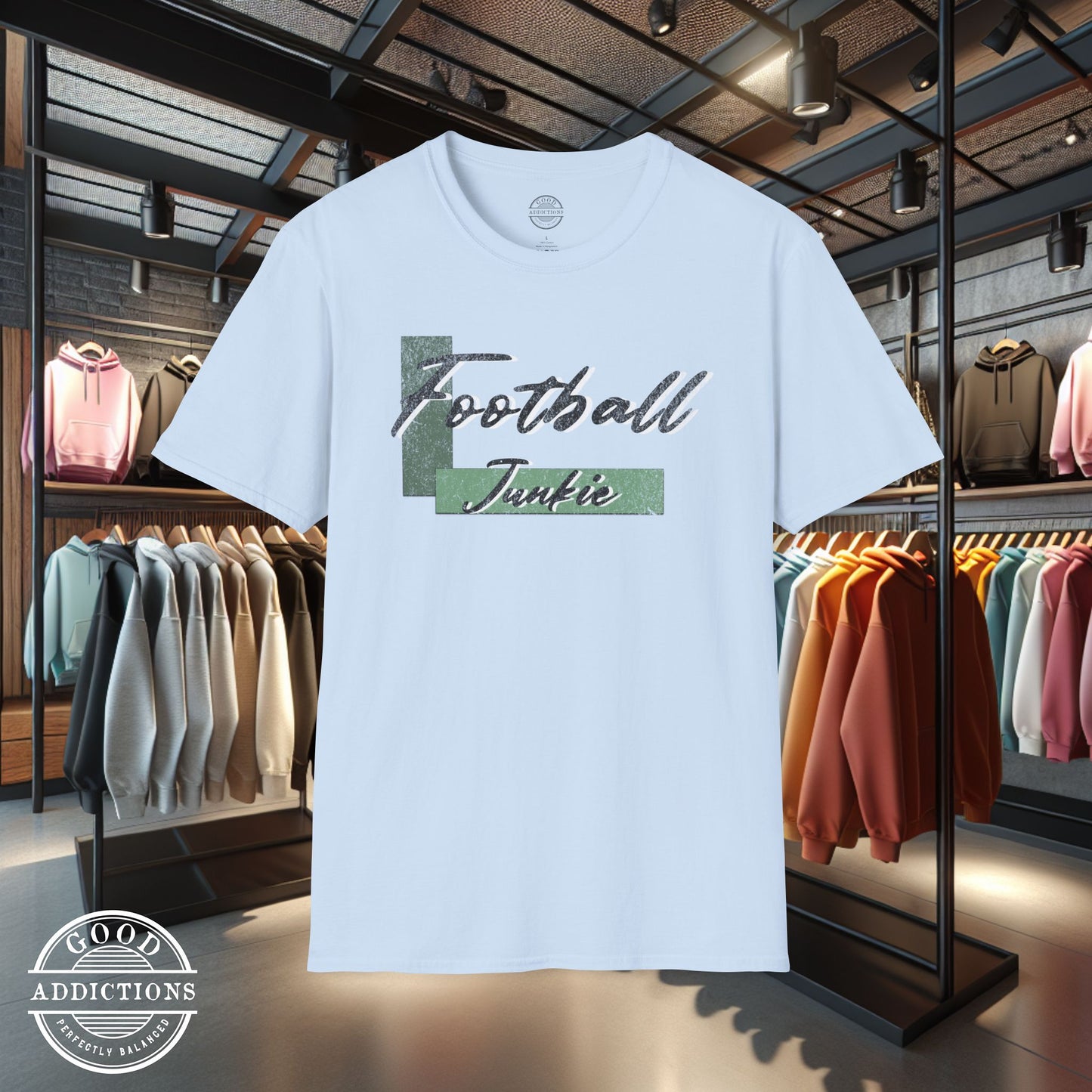 Football Junkie T-Shirt – Game Day Tee for Players, Fans, Coaches & Fantasy Football Addicts