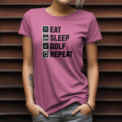 Eat Sleep Golf Repeat T-Shirt – “Golf Life Cycle” Funny Tee for Players, Weekend Warriors & Tee Time Addicts