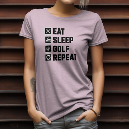 Eat Sleep Golf Repeat T-Shirt – “Golf Life Cycle” Funny Tee for Players, Weekend Warriors & Tee Time Addicts
