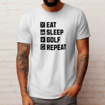 Eat Sleep Golf Repeat T-Shirt – “Golf Life Cycle” Funny Tee for Players, Weekend Warriors & Tee Time Addicts