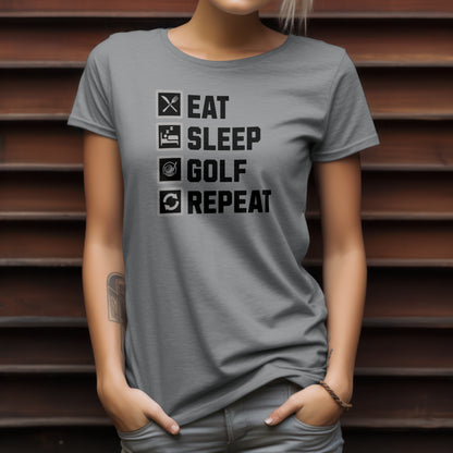 Eat Sleep Golf Repeat T-Shirt – “Golf Life Cycle” Funny Tee for Players, Weekend Warriors & Tee Time Addicts