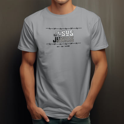 Jesus Junkie T-Shirt – “Barbed Wire Edition” Good Addictions Tee for Faith Warriors, Bold Believers & Kingdom Soldiers