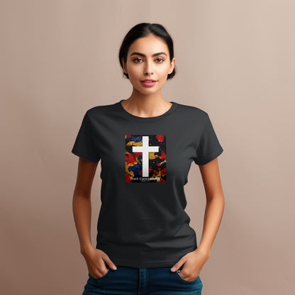 Don’t Camouflage It T-Shirt – “White Cross Over Camo” Bold Christian Tee for Faith Warriors & Believers in Battle