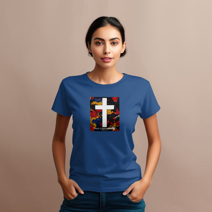 Don’t Camouflage It T-Shirt – “White Cross Over Camo” Bold Christian Tee for Faith Warriors & Believers in Battle