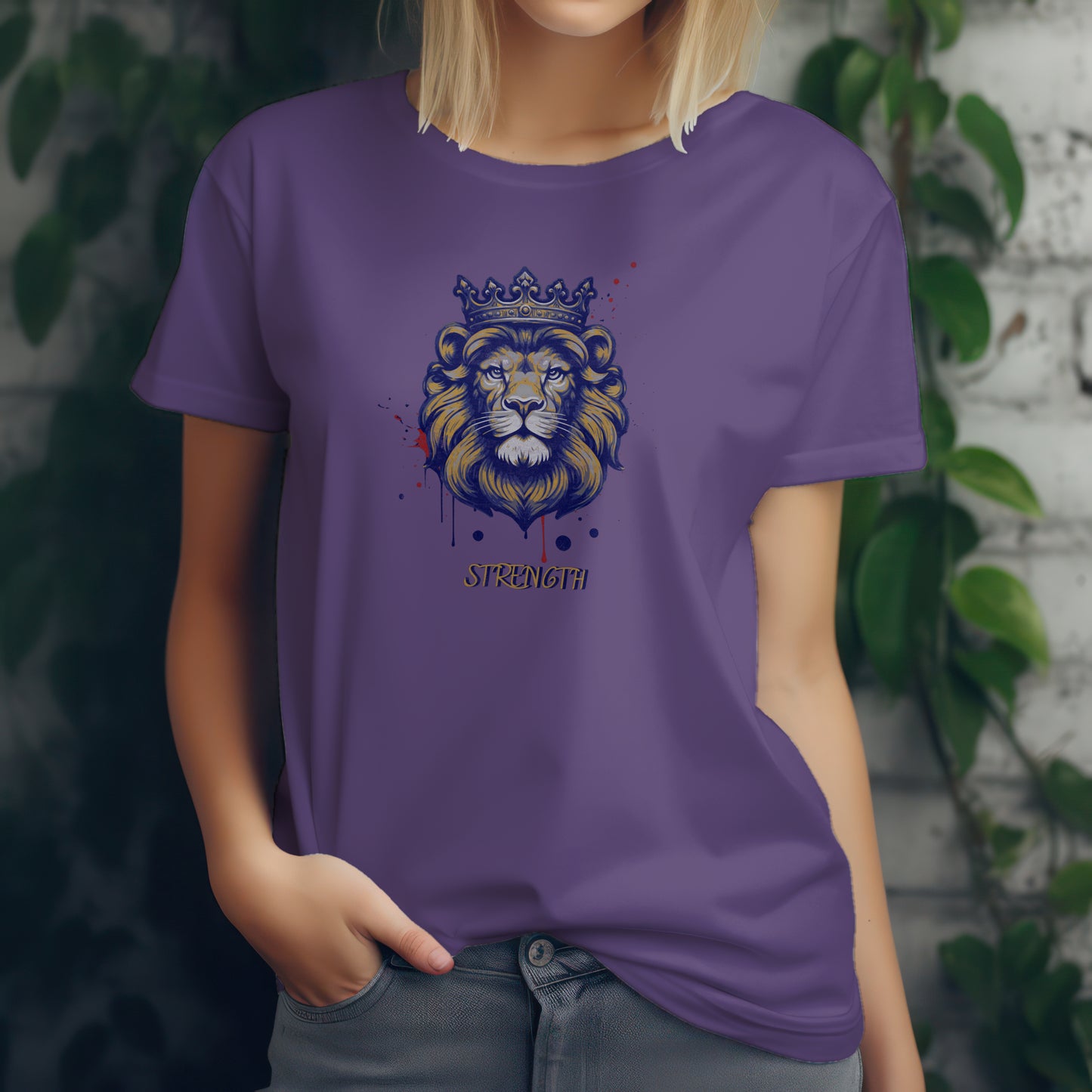 Lion with Crown T-Shirt – “Strength & Faith” Bold Christian Tee for Believers, Warriors & Kingdom-Minded Souls