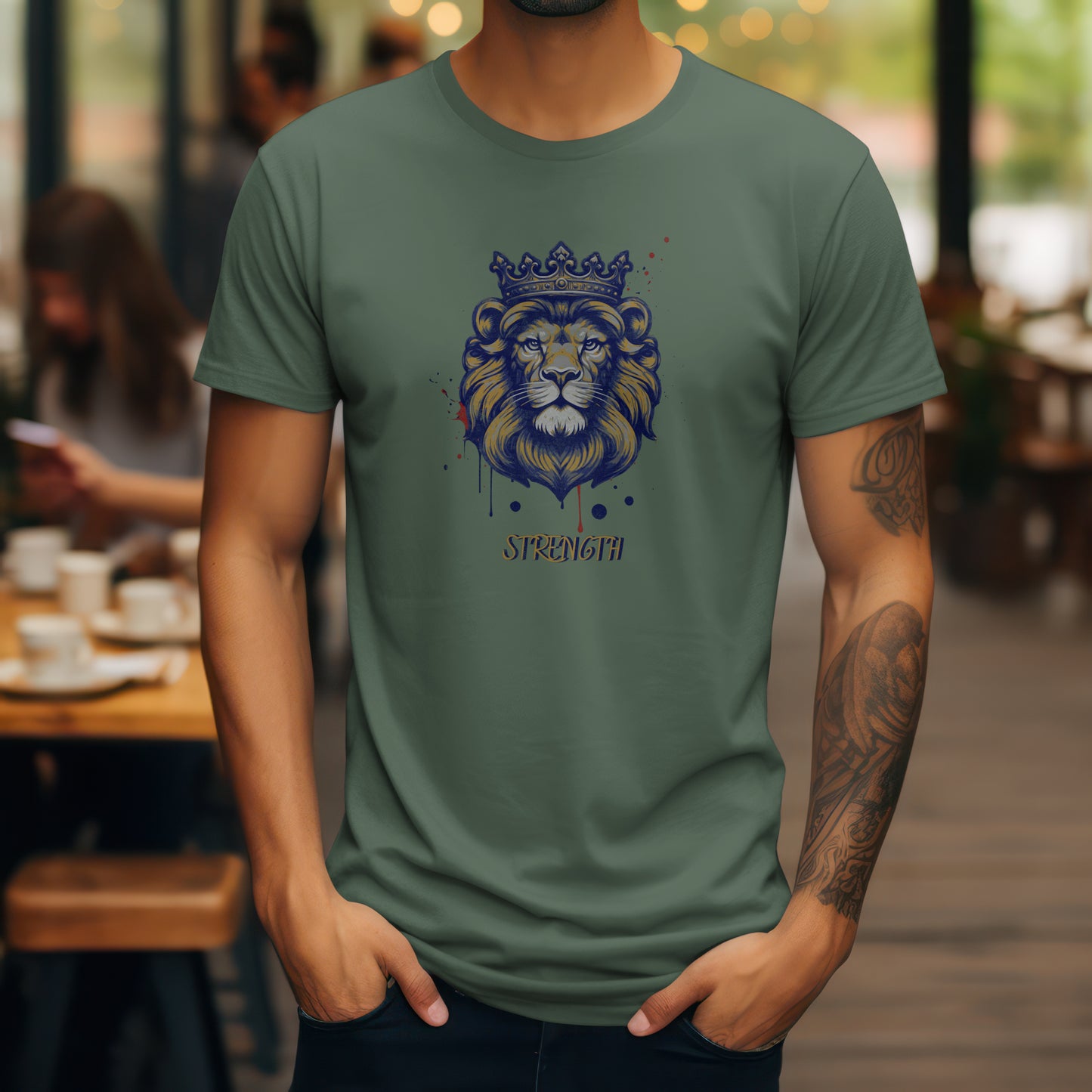 Lion with Crown T-Shirt – “Strength & Faith” Bold Christian Tee for Believers, Warriors & Kingdom-Minded Souls