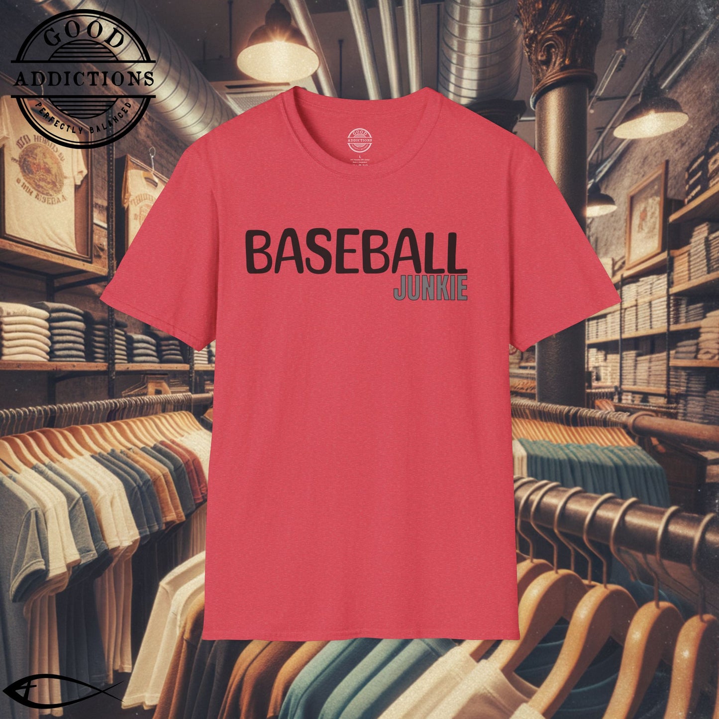 Baseball Junkie T-Shirt – “Diamond Obsessed” Good Addictions Tee for Players, Fans & Game Day Diehards