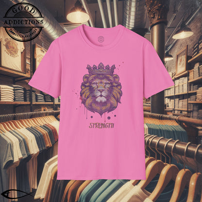 Lion with Crown T-Shirt – “Strength & Faith” Bold Christian Tee for Believers, Warriors & Kingdom-Minded Souls