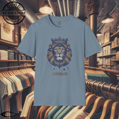 Lion with Crown T-Shirt – “Strength & Faith” Bold Christian Tee for Believers, Warriors & Kingdom-Minded Souls