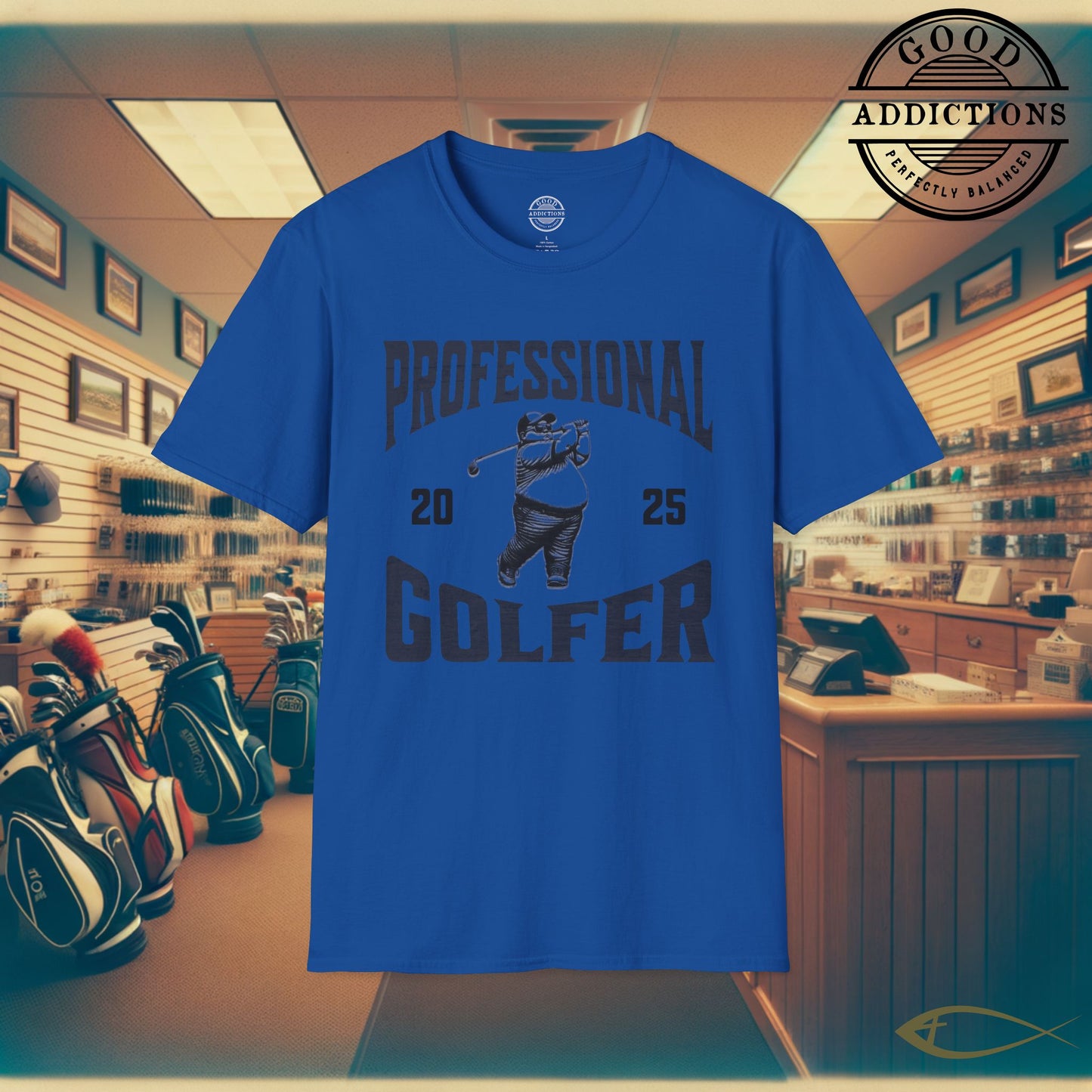 Professional Golfer T-Shirt – “Fat Guy Edition” Funny Golf Tee for Confident Dudes, Weekend Warriors & Big Swingers