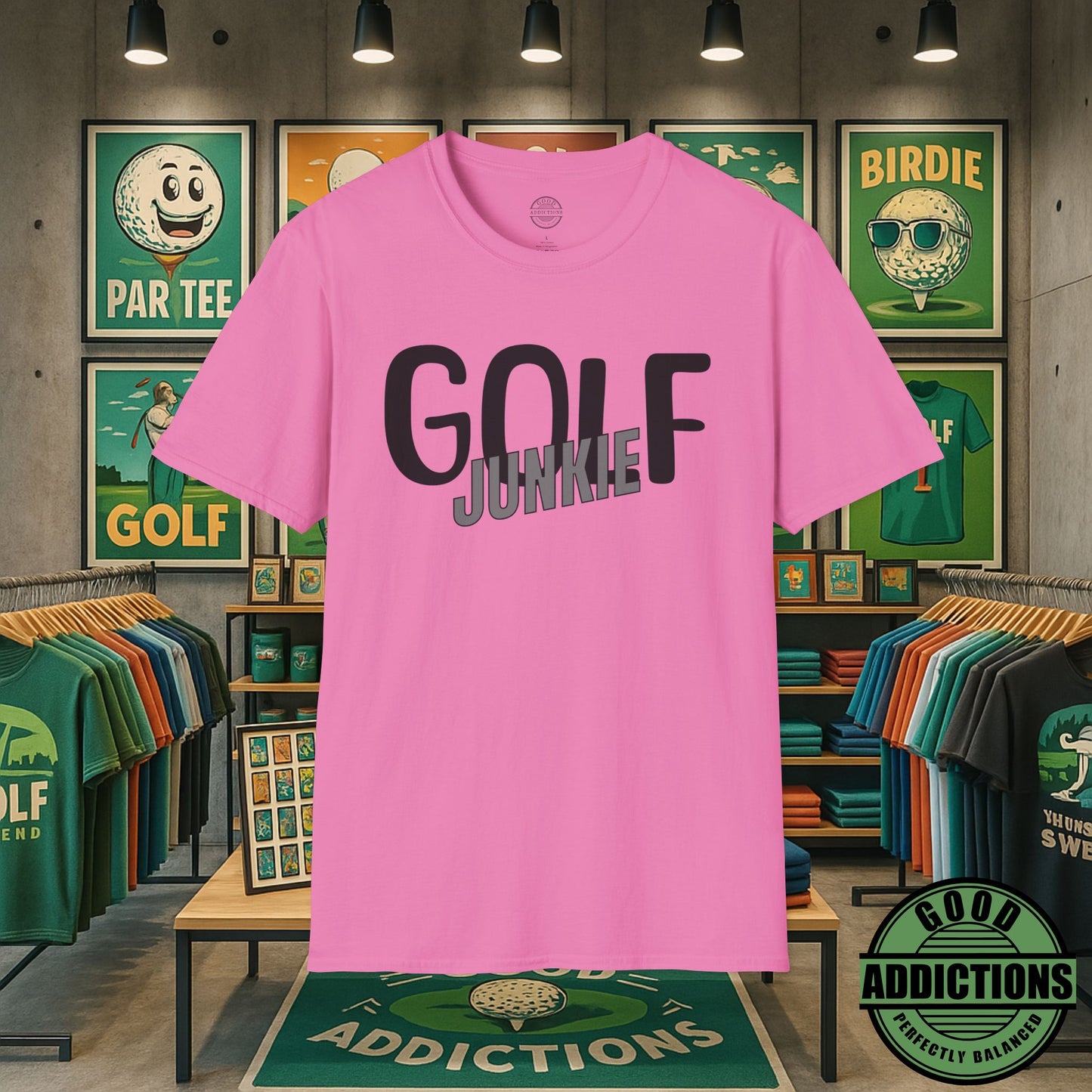 Golf Junkie T-Shirt – “Fairway Obsessed” Good Addictions Tee for Golfers, Weekend Warriors & Tee Time Addicts