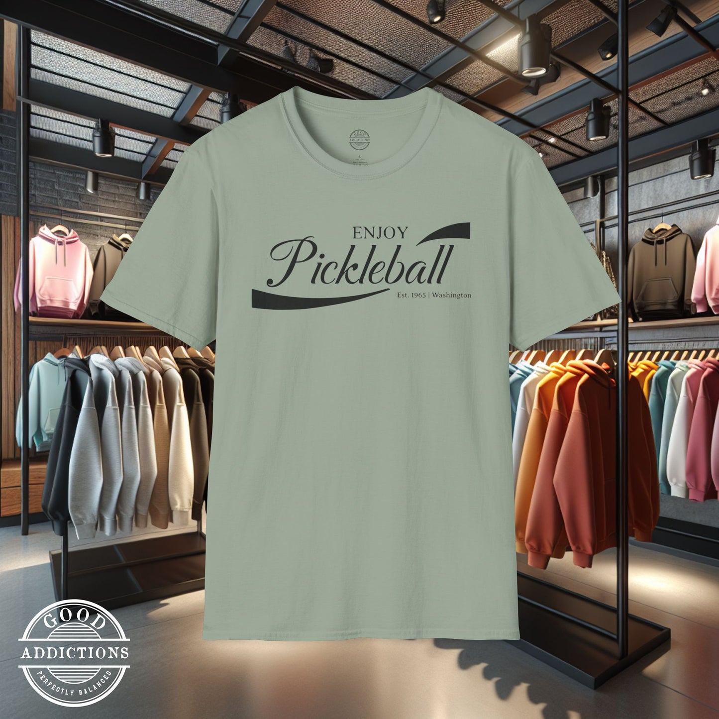 Enjoy Pickleball T-Shirt – “Chill & Dink” Good Addictions Tee for Paddle Lovers, Court Jokers & Pickleball Addicts