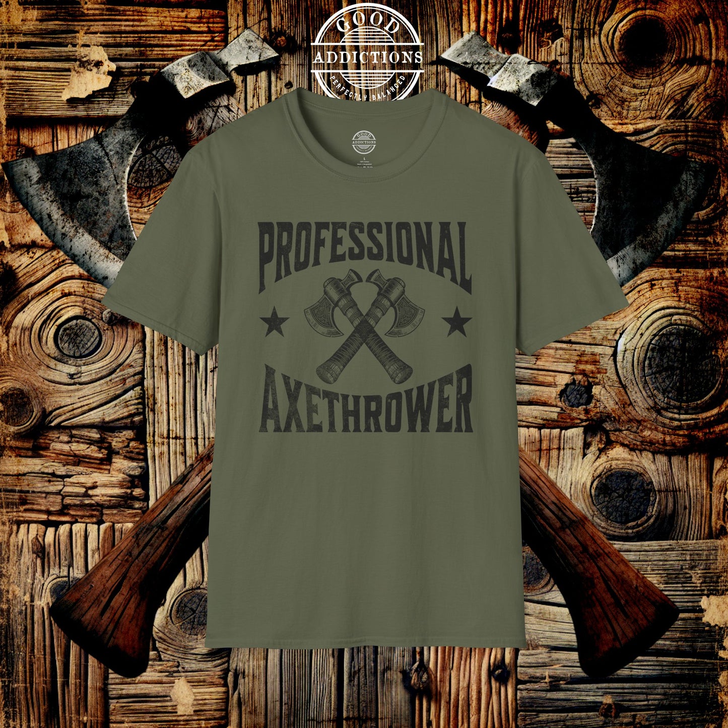 Professional Axe Thrower T-Shirt – “Sharp Focus” Bold Tee for Lumberjacks, League Players & Backyard Warriors