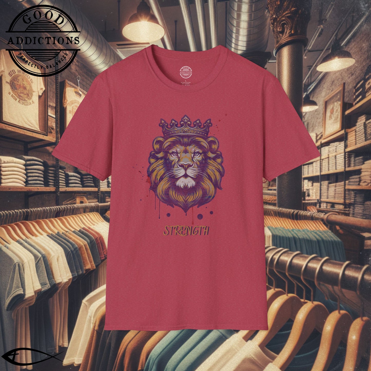 Lion with Crown T-Shirt – “Strength & Faith” Bold Christian Tee for Believers, Warriors & Kingdom-Minded Souls