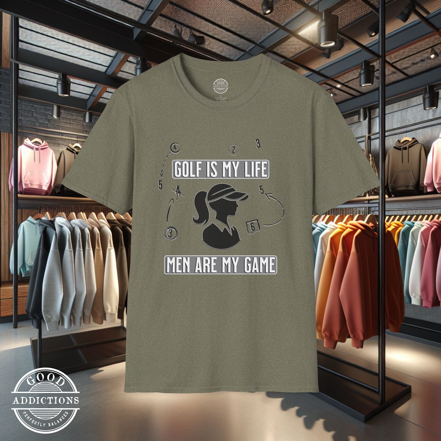 Funny Women’s Golf Shirt - “Golf Is My Life, Men Are My Game” - Golf Humor Tee - Lady Golfer Gift - Flirty Golf Shirt