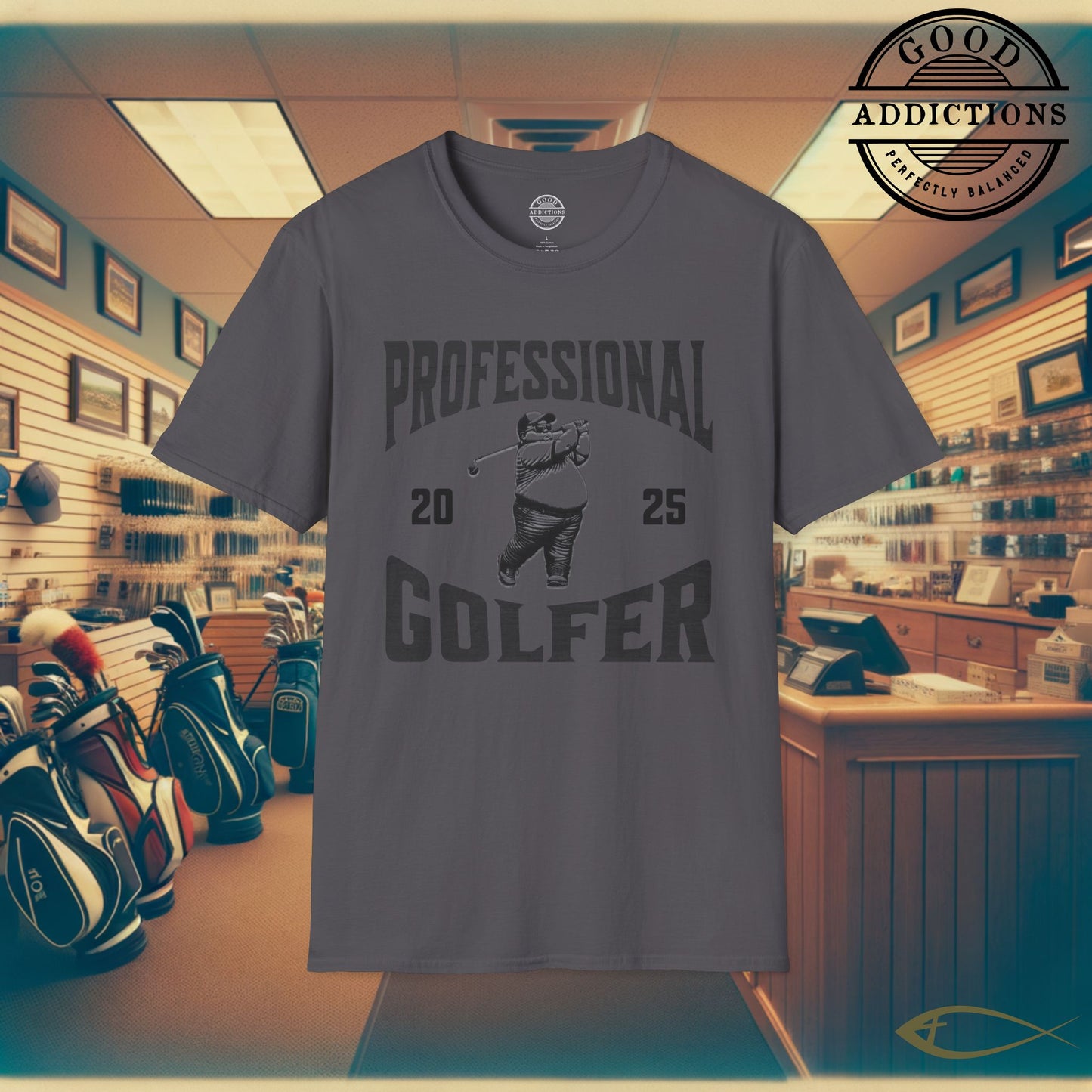 Professional Golfer T-Shirt – “Fat Guy Edition” Funny Golf Tee for Confident Dudes, Weekend Warriors & Big Swingers