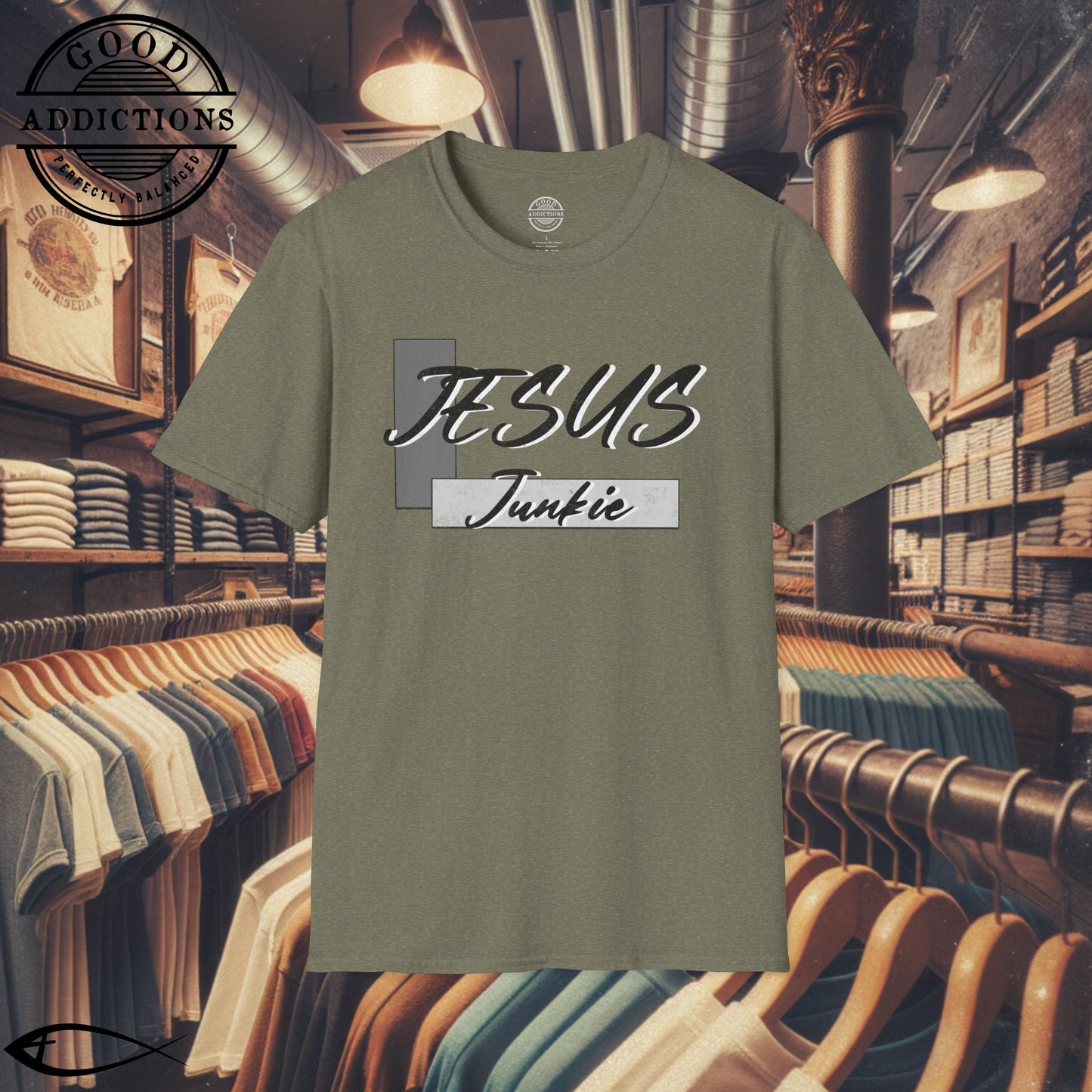 Jesus Junkie T-Shirt – Bold Christian Faith Tee for Believers, Worshippers & Kingdom-Minded Souls