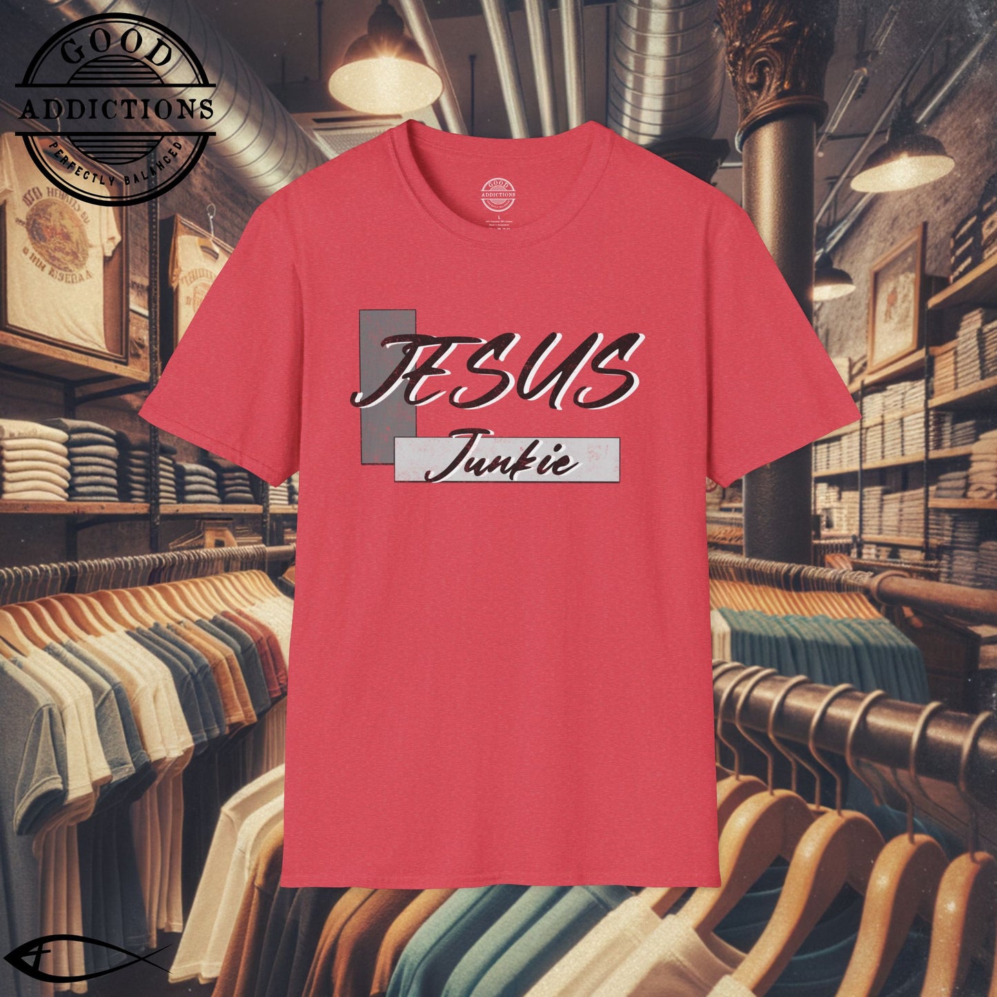Jesus Junkie T-Shirt – Bold Christian Faith Tee for Believers, Worshippers & Kingdom-Minded Souls