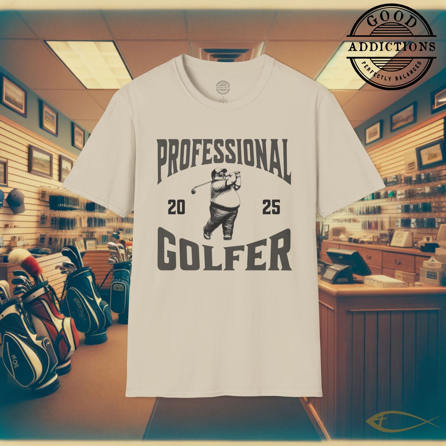 Professional Golfer T-Shirt – “Fat Guy Edition” Funny Golf Tee for Confident Dudes, Weekend Warriors & Big Swingers