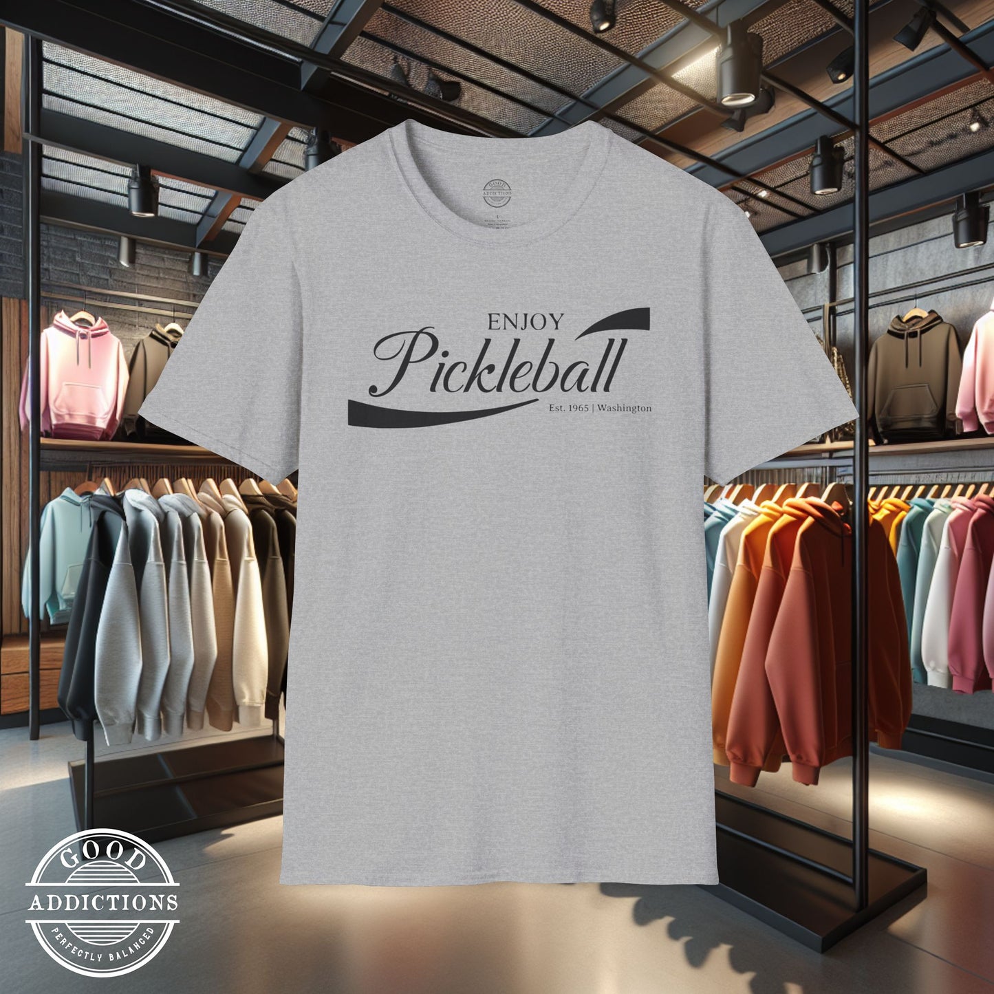 Enjoy Pickleball T-Shirt – “Chill & Dink” Good Addictions Tee for Paddle Lovers, Court Jokers & Pickleball Addicts