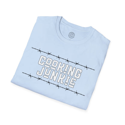 Cooking Junkie T-Shirt – “Barbed Wire Edition” Good Addictions Tee for Chefs, Foodies & Culinary Rebels